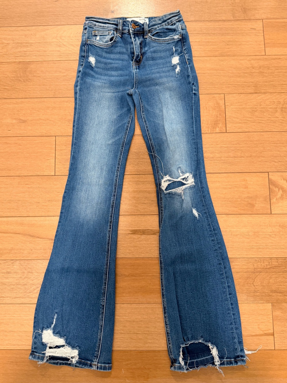 High-Rise Distressed Bridge by Gly Flare Jeans